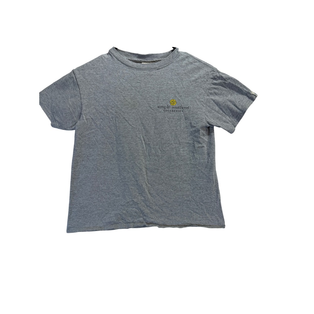 Simply Southern Youth Small Gray Softball Sunflowers Graphic T-Shirt Tee